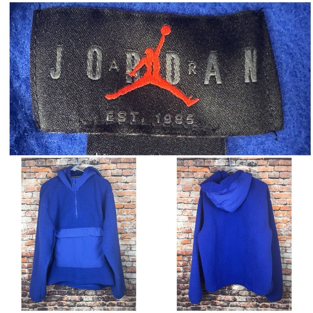 Jordan Flight High Pile Fleece Hoodie Pullover Blue Medium Skatercore Basketball